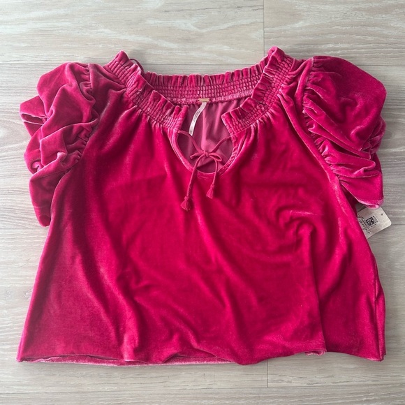 Free People Terese Velvet Ruffle Sleeve Top - Picture 2 of 6